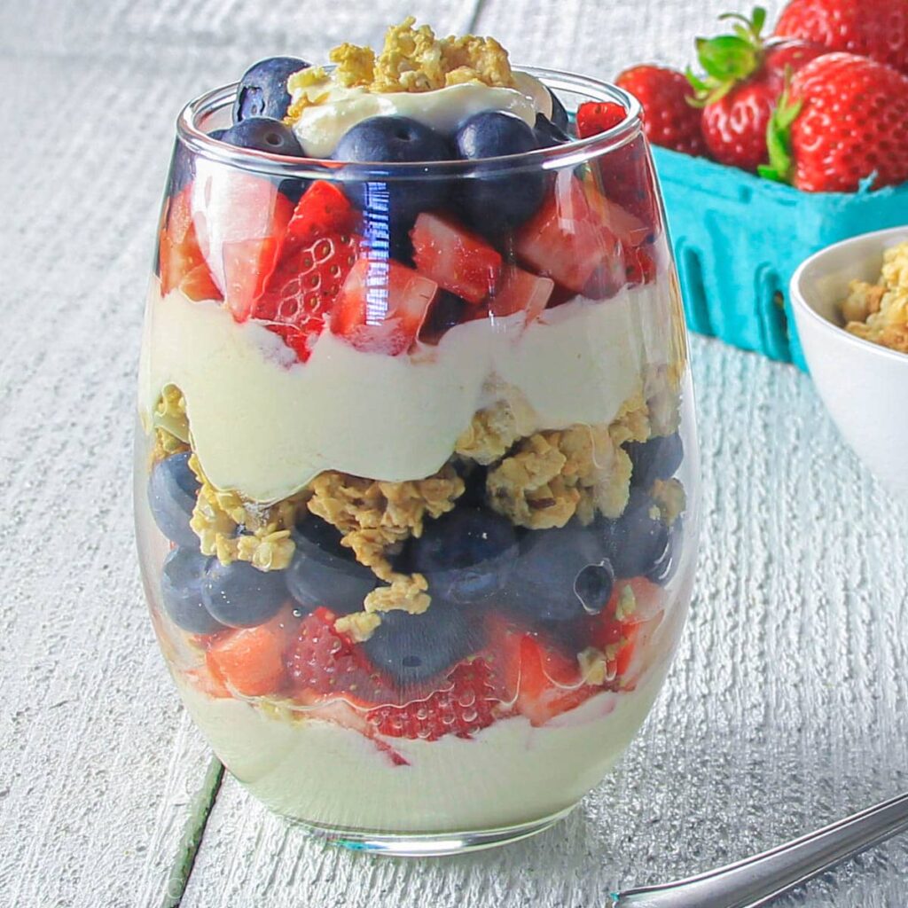 Healthy Breakfast recipes - Greek yogurt with mixed fruits and honey in a bowl